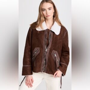 Brown Suede and Shearling Moon River Jacket Size Small